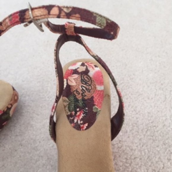 Blossom Vintage Funky Floral Print Platform Wedge Women’s Pink/Brown Sandal 8 - Picture 6 of 9